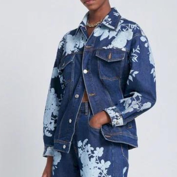 7 For All Mankind Magnolia Flower Denim Jacket - Picture 1 of 3